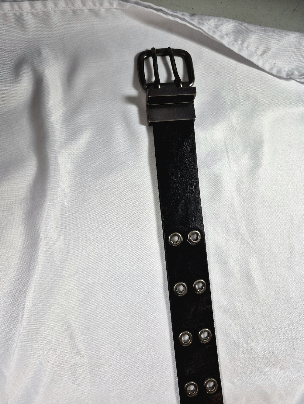 NWOT Black Double Grommet Belt Alternative Punk Grunge Moto Biker Y2k Unisex - Picture 4 of 13